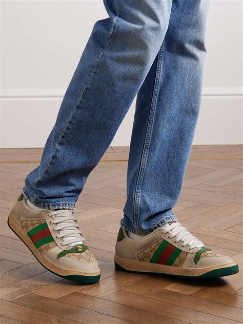 gucci men's screener sneakers|Gucci distressed sneakers.